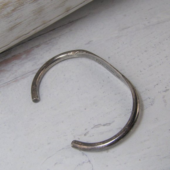 Vintage Sterling Silver ID Style Sleek Stacking Cuff Bracelet Mexico Engraveable - Picture 6 of 6